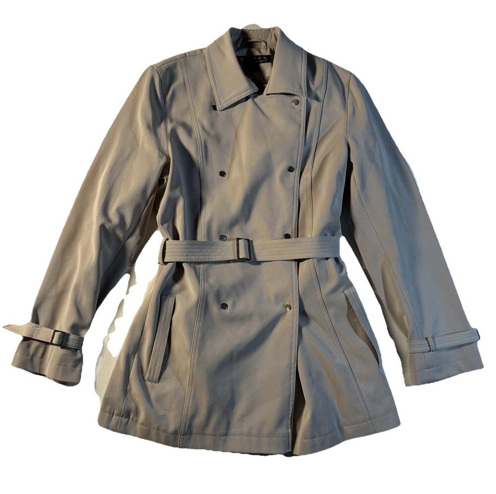 Giacca Women’s Sz S Beige Double Breasted Belted Trench Coat Waterproof Lining